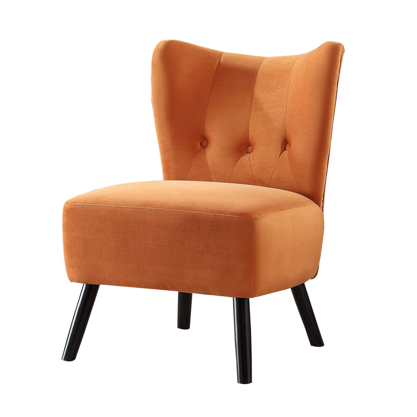 Upholstered Armless Accent Chair With Flared Back And Button Tufting, Orange By Benzara | Accent Chairs |  Modishstore  - 6