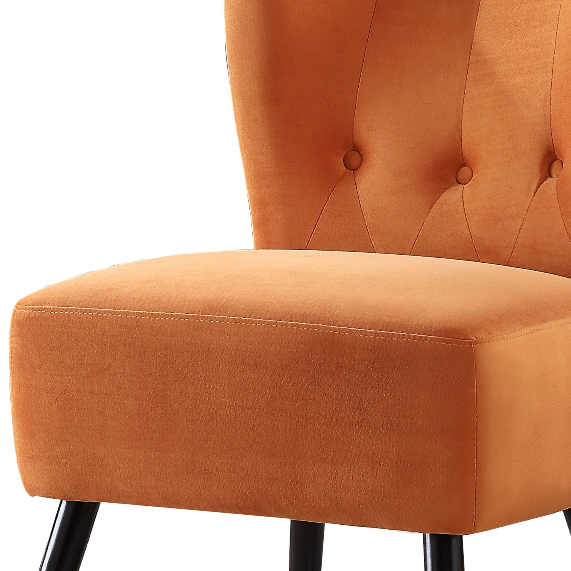 Upholstered Armless Accent Chair With Flared Back And Button Tufting, Orange By Benzara | Accent Chairs |  Modishstore  - 4