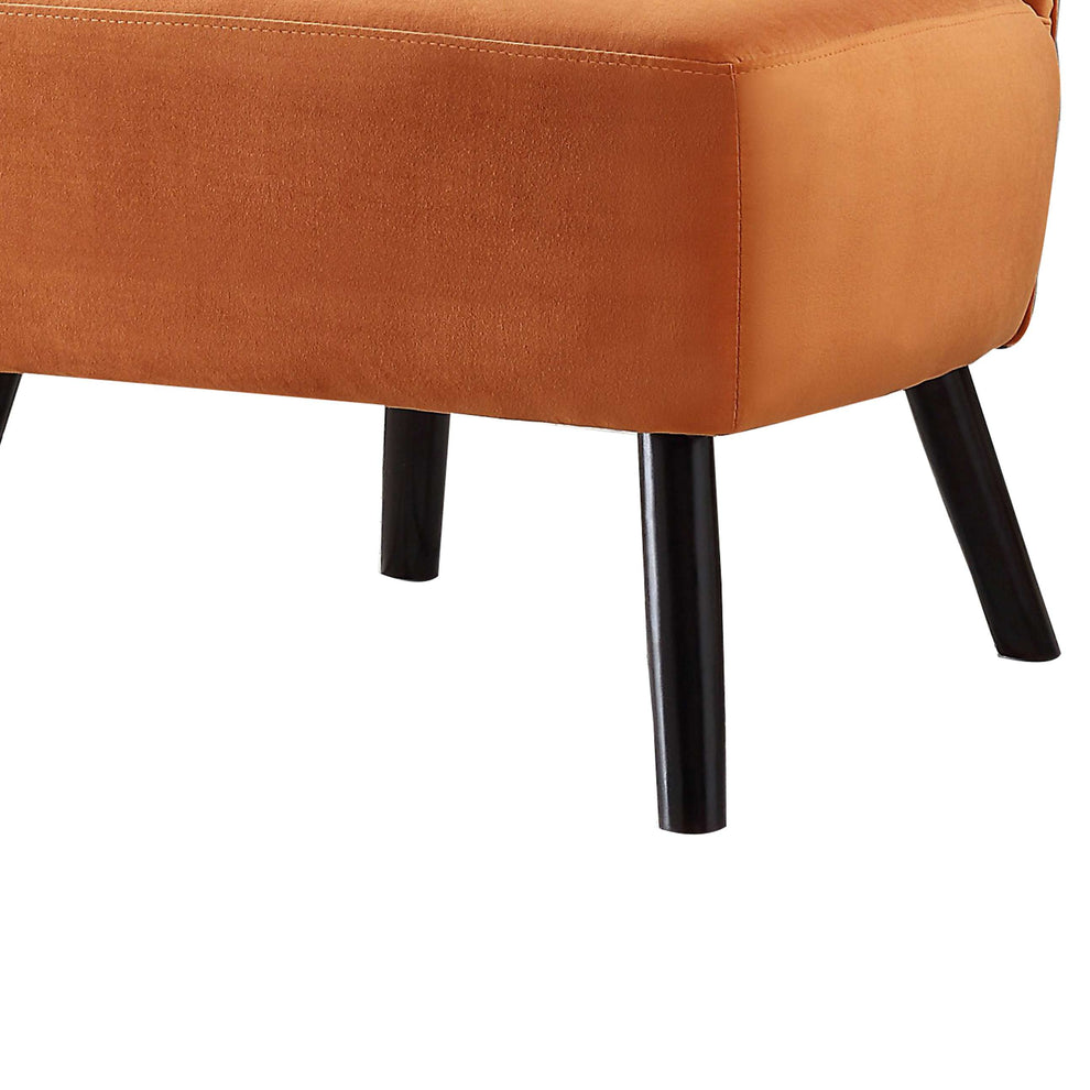Upholstered Armless Accent Chair With Flared Back And Button Tufting, Orange By Benzara | Accent Chairs |  Modishstore  - 3