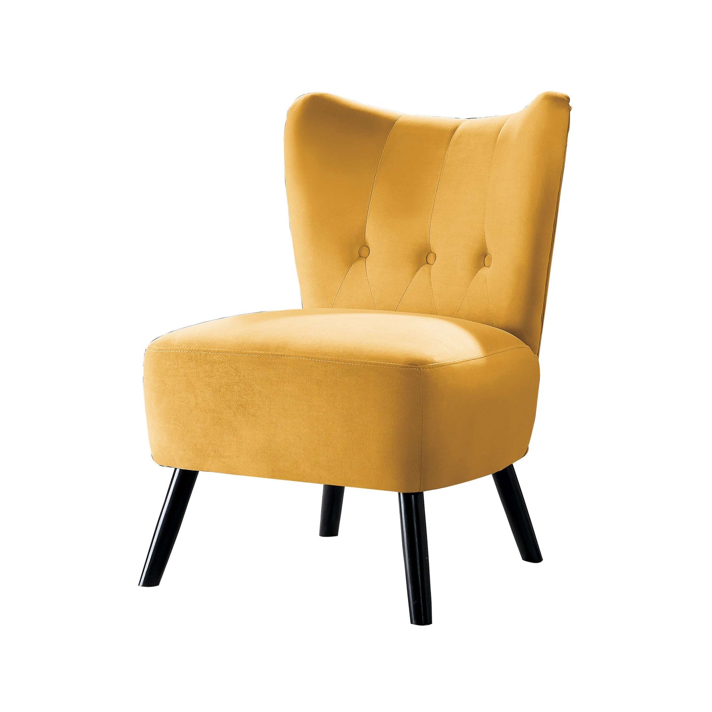 Upholstered Armless Accent Chair With Flared Back And Button Tufting, Yellow By Benzara | Accent Chairs |  Modishstore 