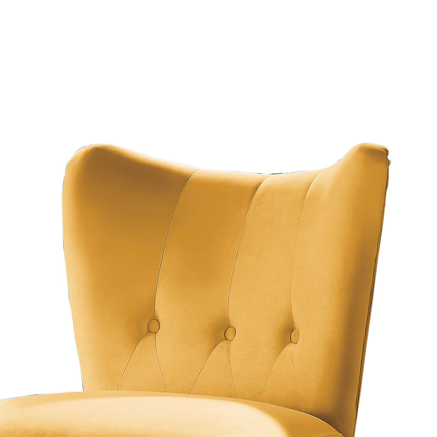 Upholstered Armless Accent Chair With Flared Back And Button Tufting, Yellow By Benzara | Accent Chairs |  Modishstore  - 4