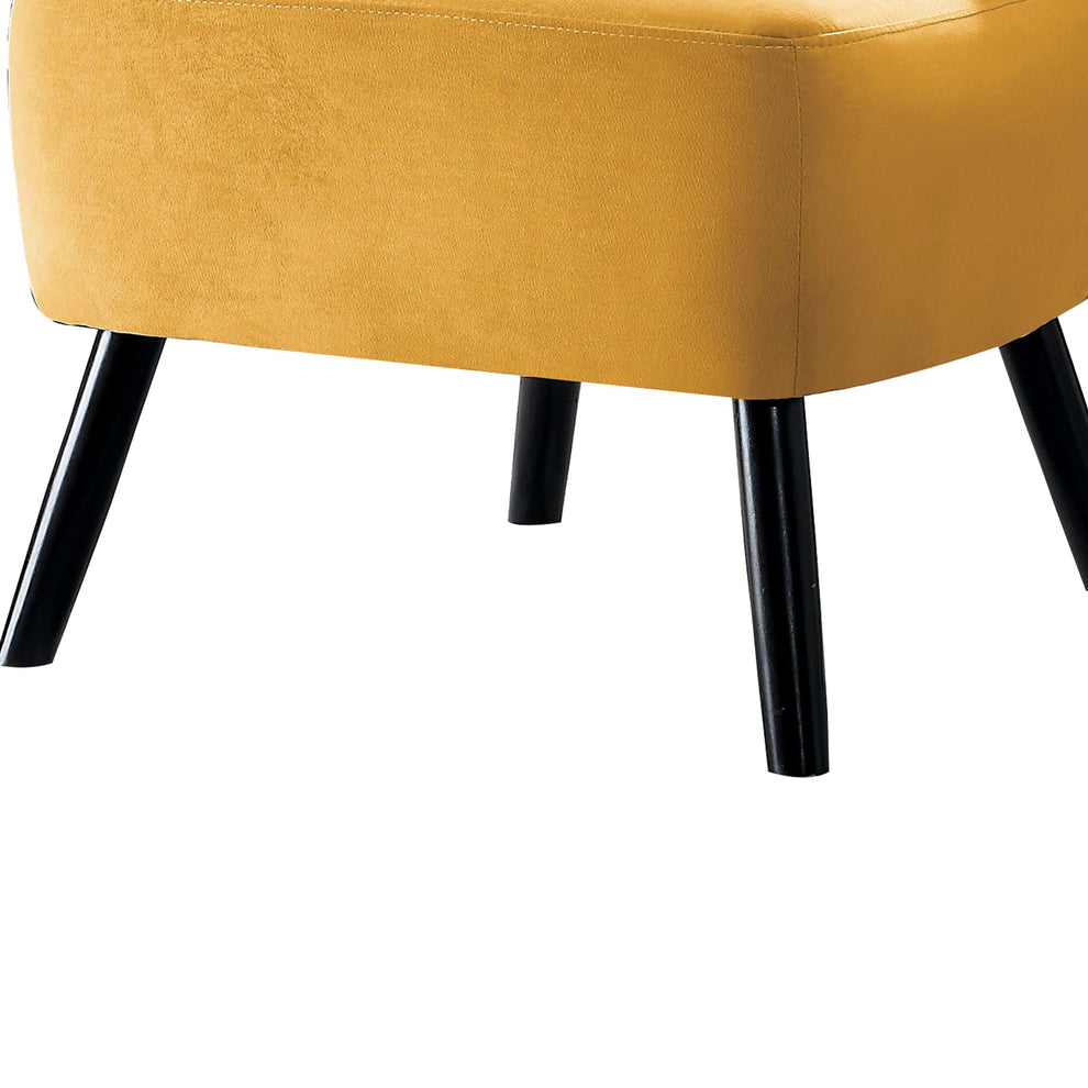 Upholstered Armless Accent Chair With Flared Back And Button Tufting, Yellow By Benzara | Accent Chairs |  Modishstore  - 2