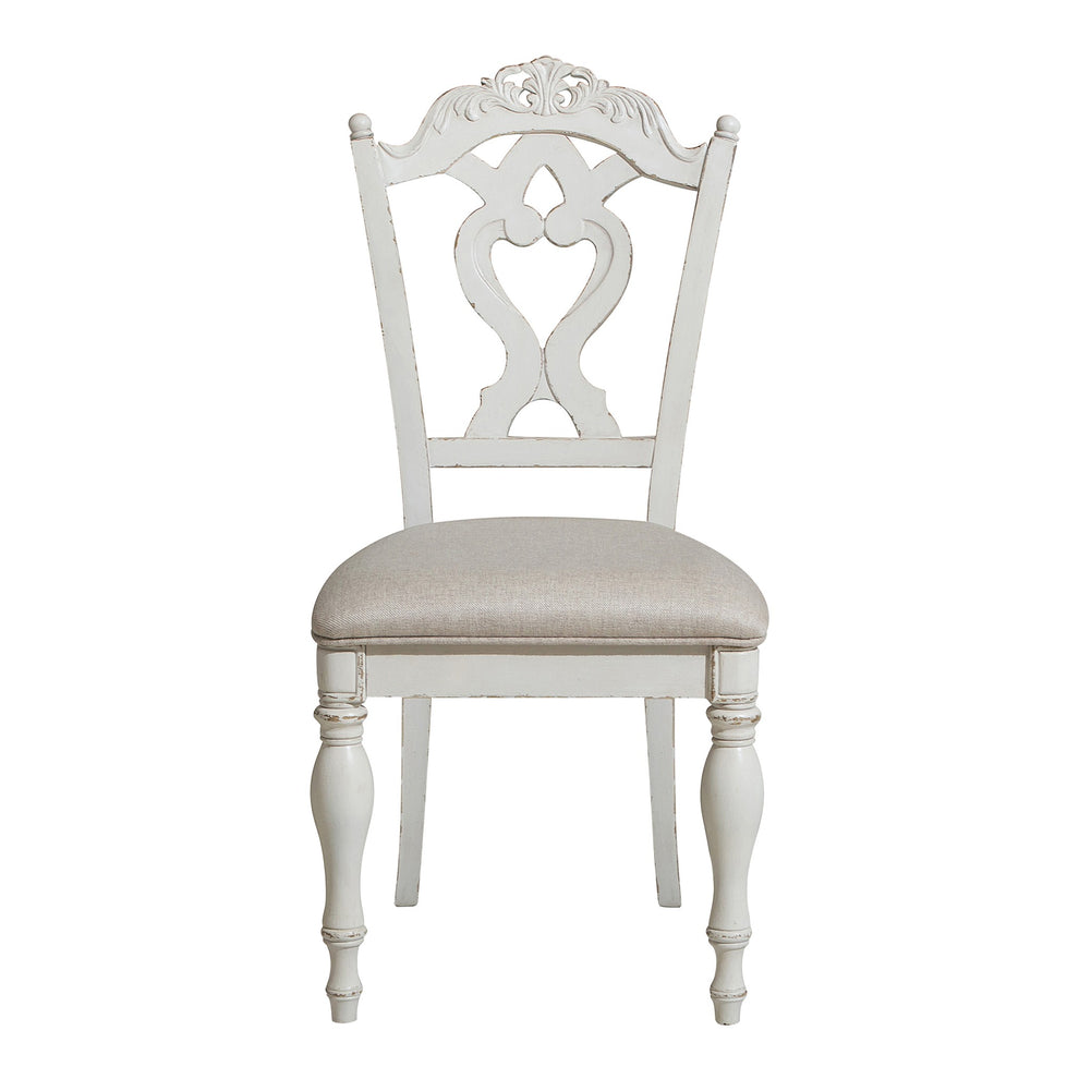 Victorian Style Writing Desk Chair With Engraved Backrest, Antique White By Benzara | Desks | Modishstore - 5