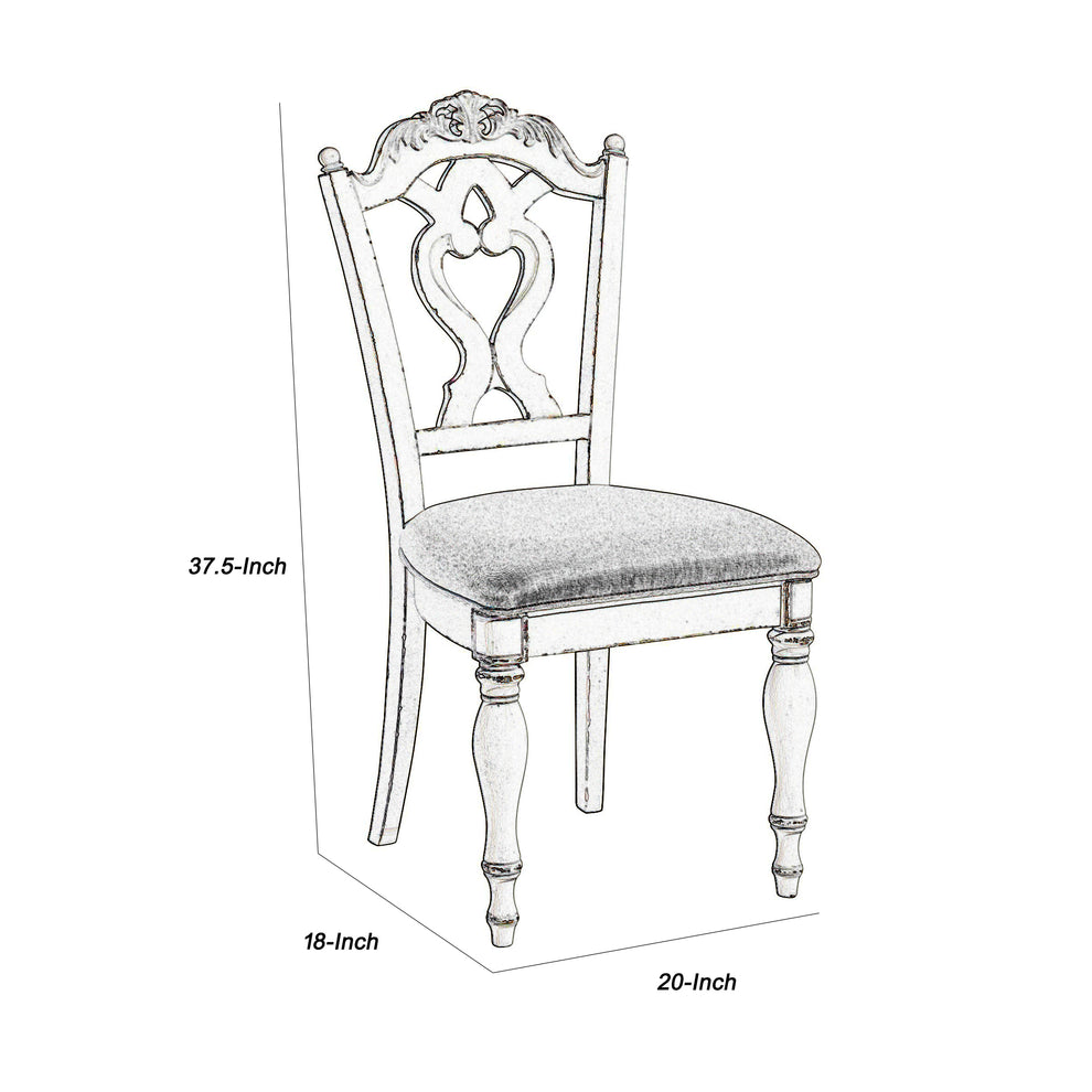 Victorian Style Writing Desk Chair With Engraved Backrest, Antique White By Benzara | Desks | Modishstore - 2