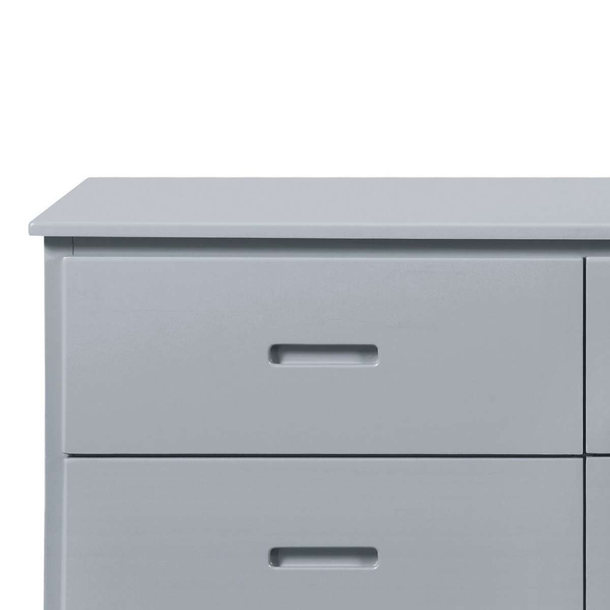 Transitional Wooden Dresser With 6 Drawers And Recessed Handles, Gray By Benzara | Dressers |  Modishstore  - 4