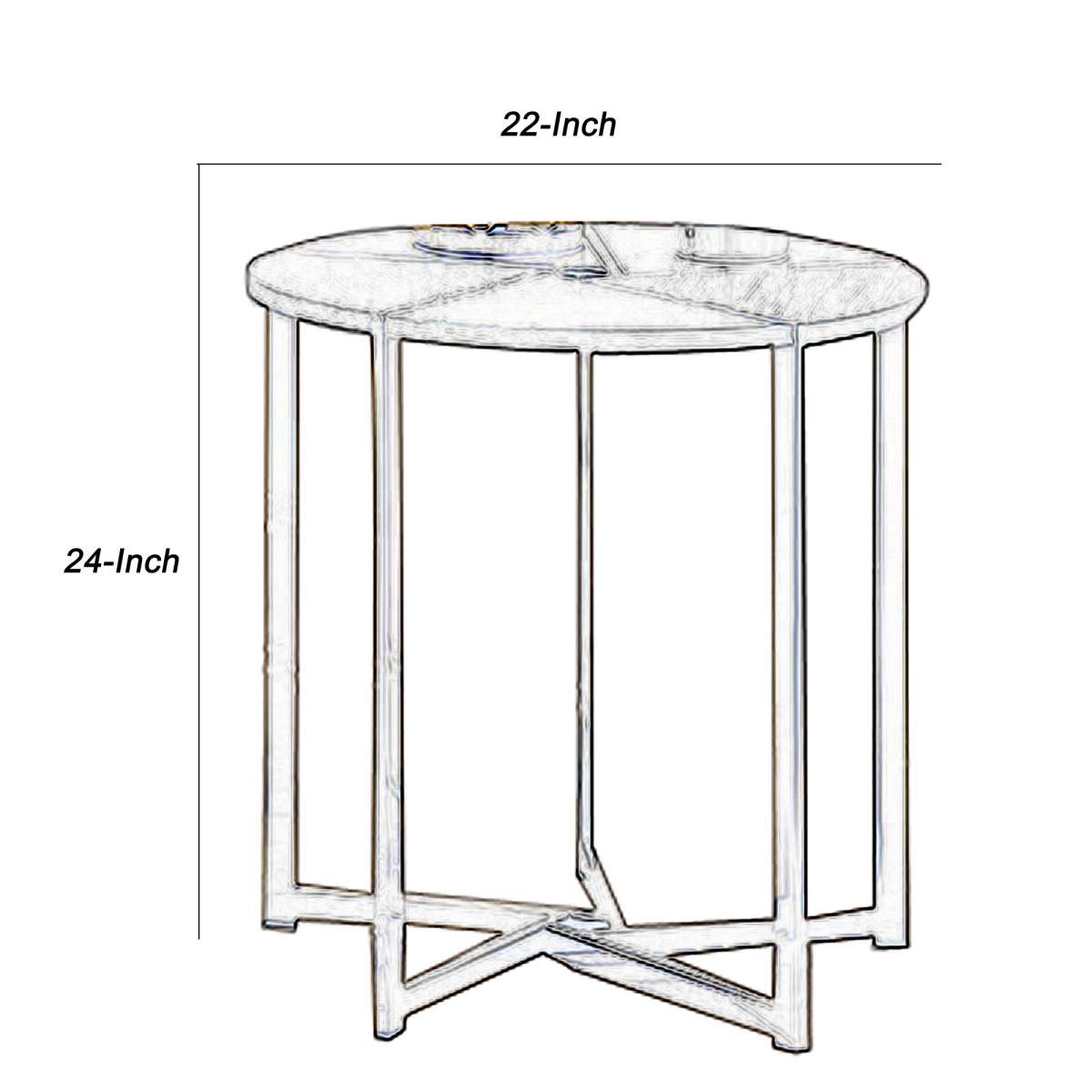 Modern Style Round End Table With Intricate Bottom Details, Black And Gold By Benzara | Side Tables |  Modishstore  - 3