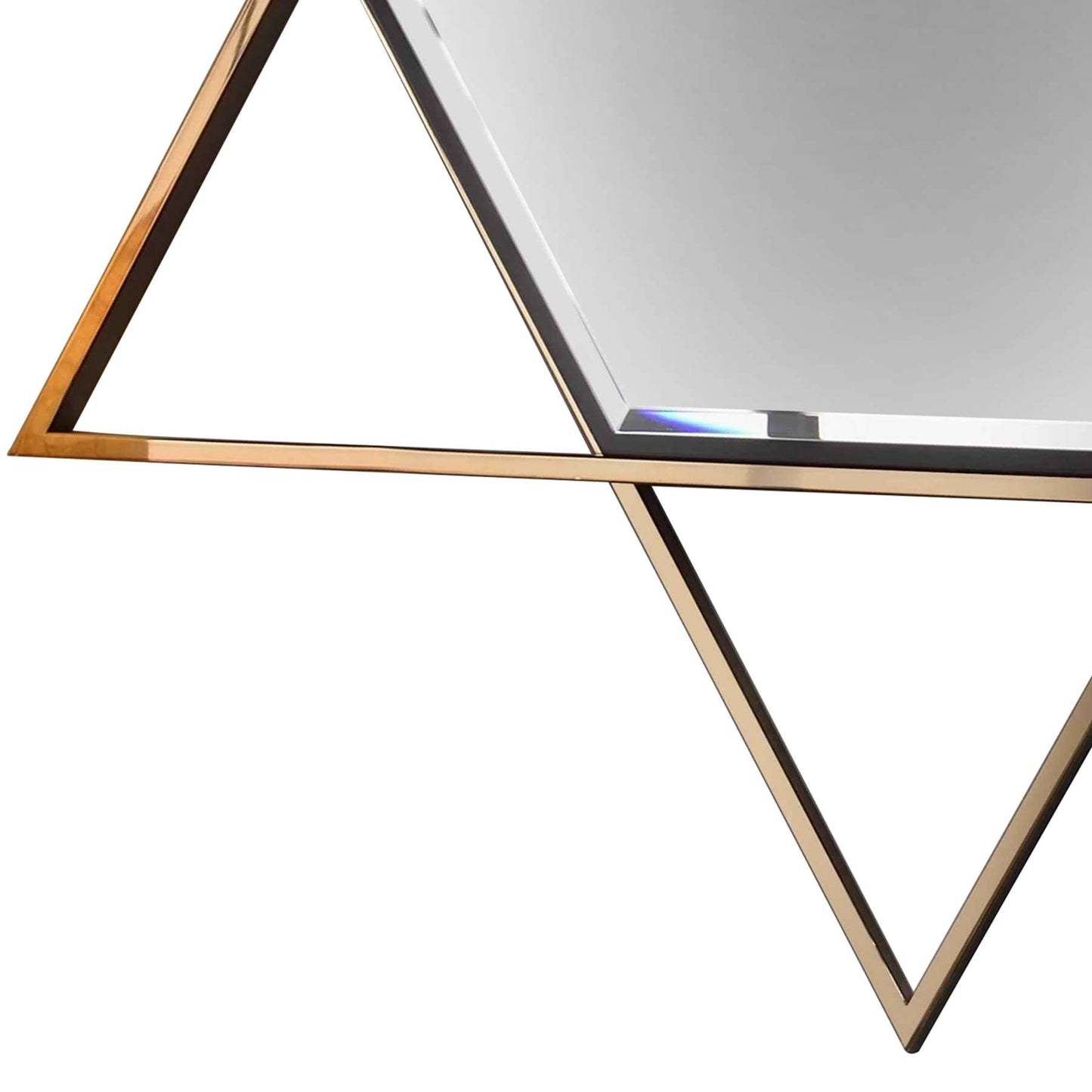 Hexagon Shaped Wall Mirror With Star Frame, Champagne Gold By Benzara | Mirrors |  Modishstore  - 4