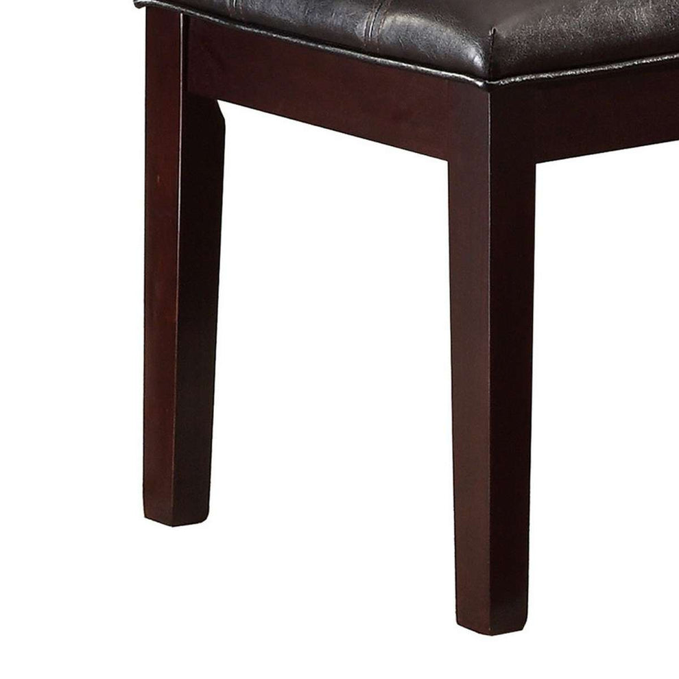 Button Tufted Faux Leather Upholstered Wooden Bench, Espresso Brown By Benzara | Benches |  Modishstore  - 2