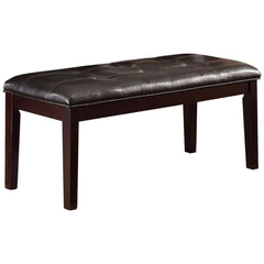 Button Tufted Faux Leather Upholstered Wooden Bench, Espresso Brown By Benzara