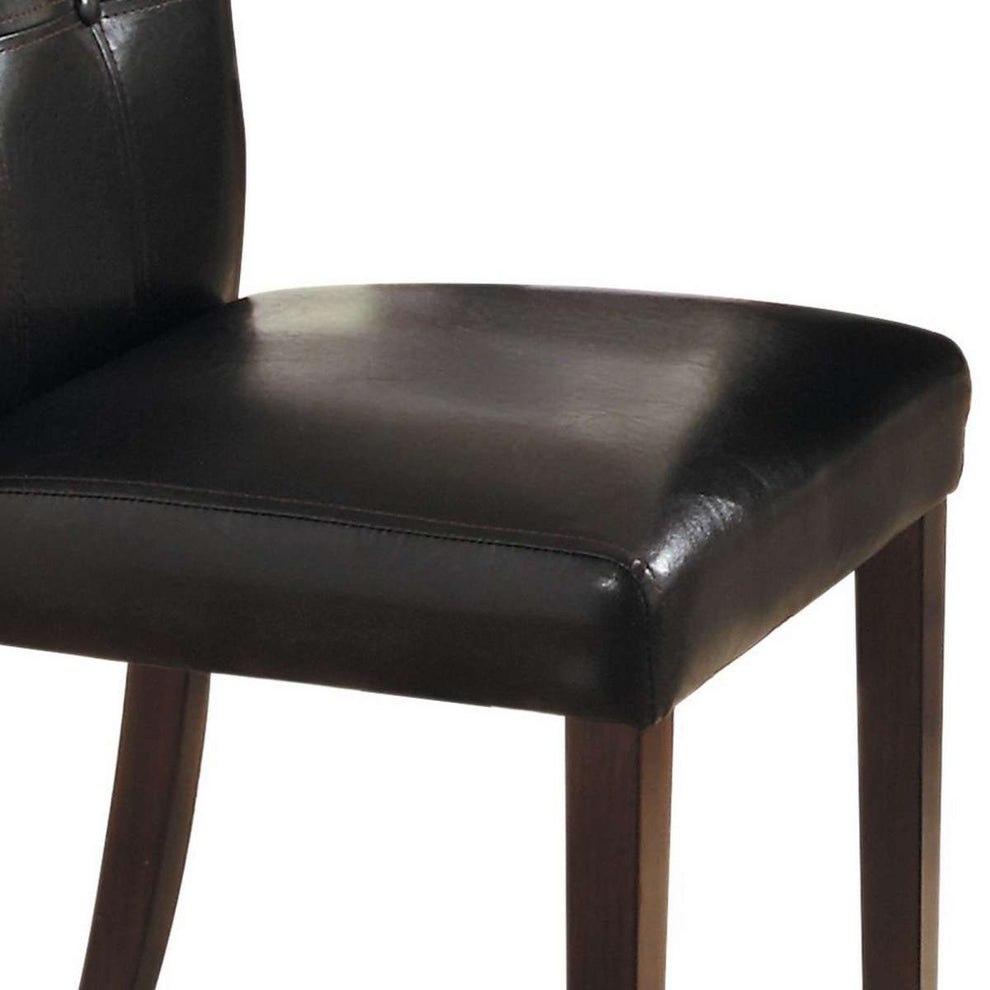 Faux Leather Upholstered Side Chair With Button Tufting, Set Of 2, Brown By Benzara | Side Chairs |  Modishstore  - 3