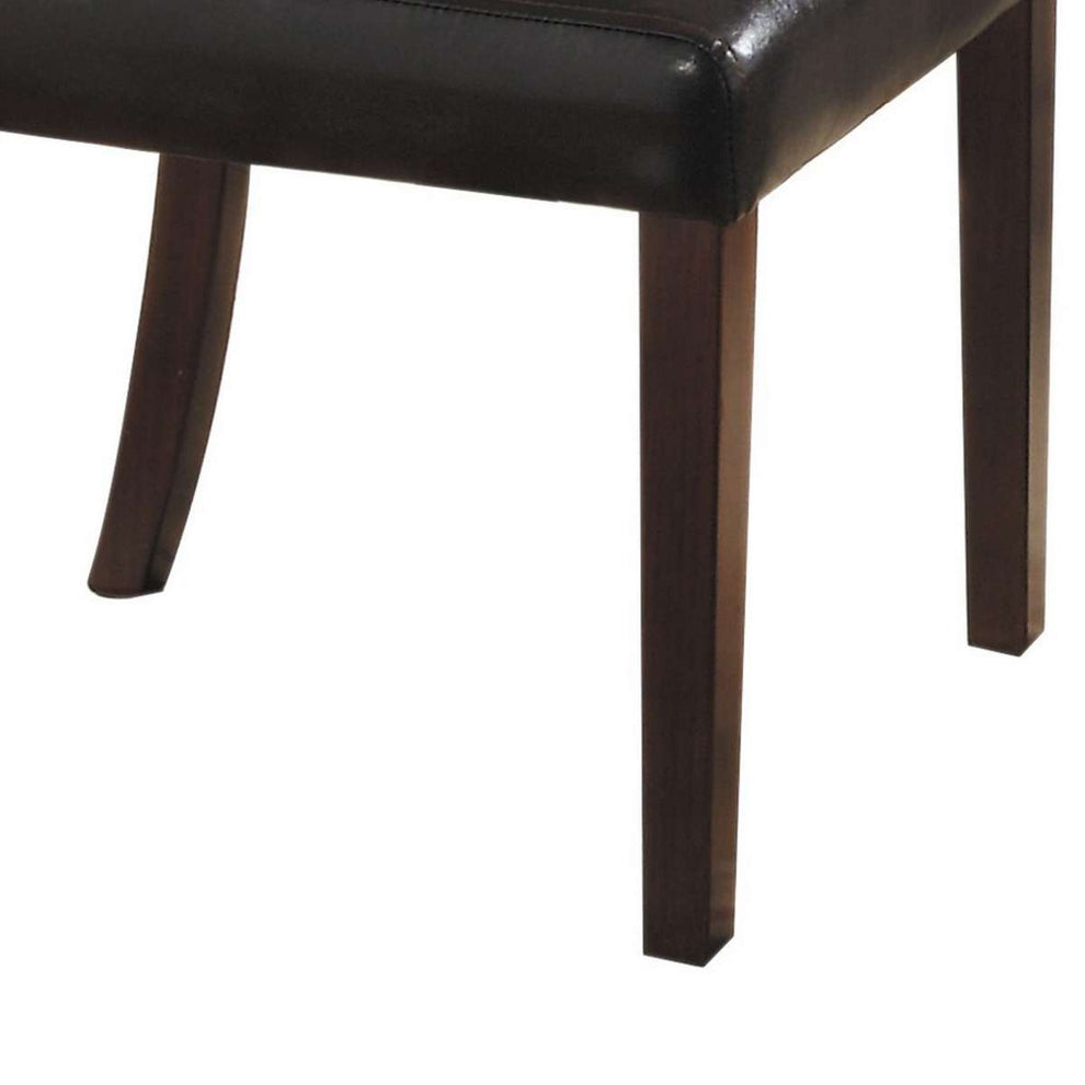 Faux Leather Upholstered Side Chair With Button Tufting, Set Of 2, Brown By Benzara | Side Chairs |  Modishstore  - 4