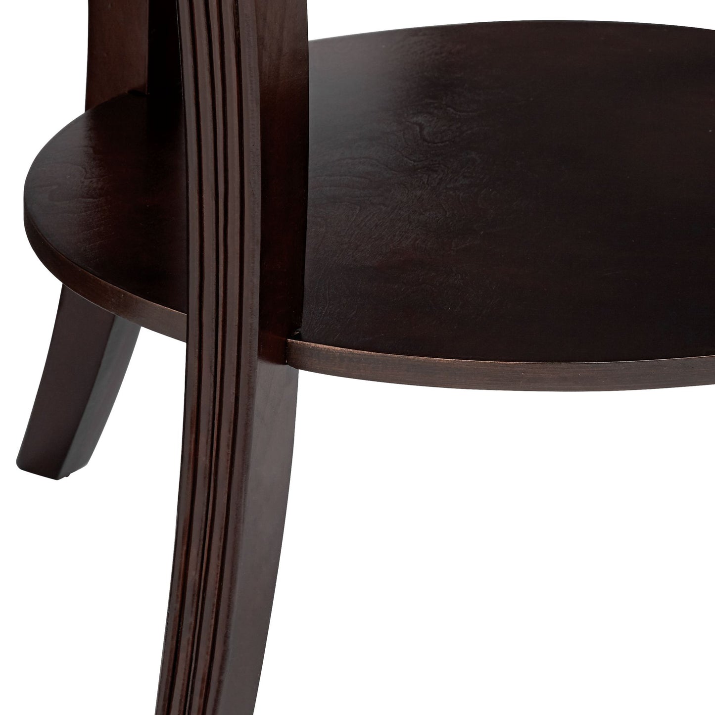 Oval Top Wooden End Table With Glass Insert And Open Shelf, Espresso Brown By Benzara | End Tables | Modishstore - 3