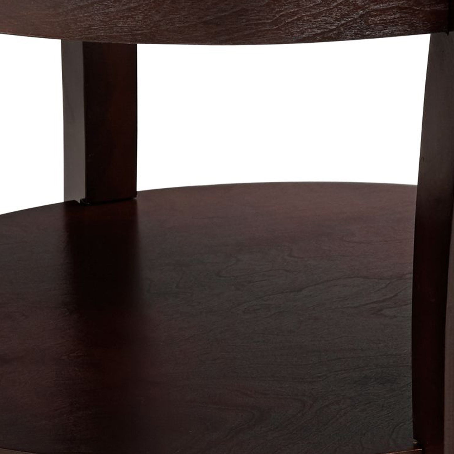 Oval Top Wooden End Table With Glass Insert And Open Shelf, Espresso Brown By Benzara | End Tables | Modishstore - 4