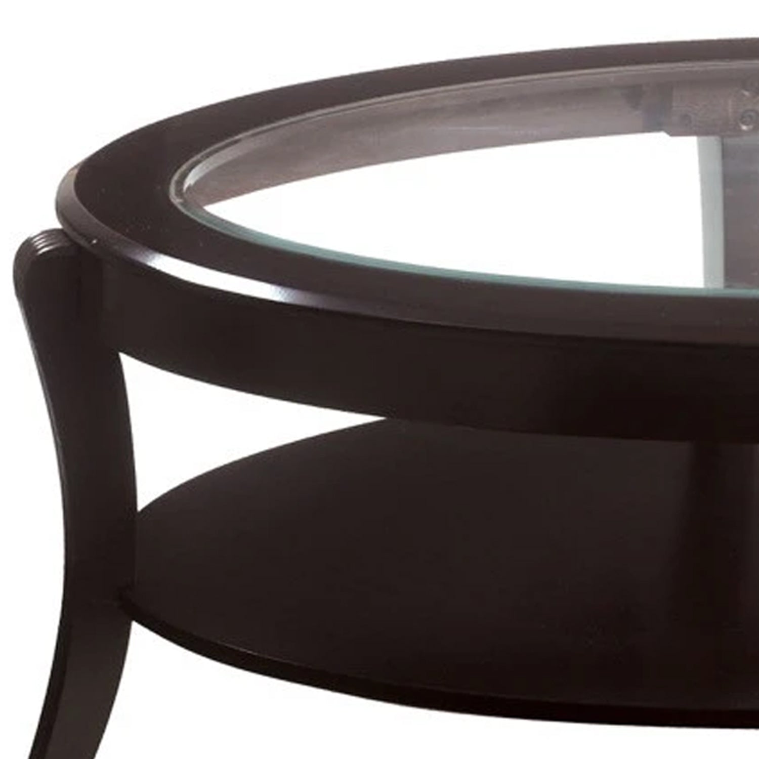 Oval Wooden Cocktail Table With Glass Insert And Open Shelf, Espresso Brown By Benzara | Coffee Tables | Modishstore - 4