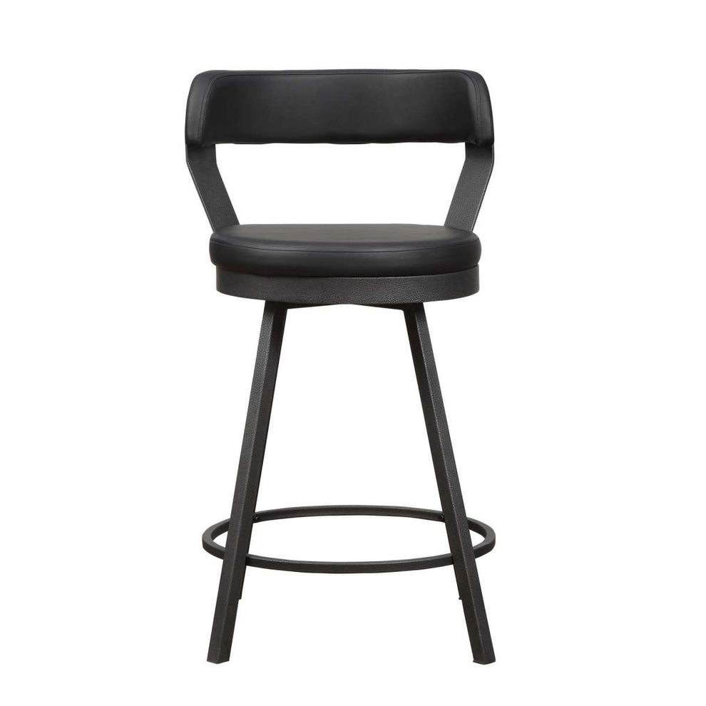 Leatherette Counter Height Chair With Metal Slanted Legs,Set Of 2,Dark Gray By Benzara | Counter Chairs |  Modishstore  - 5