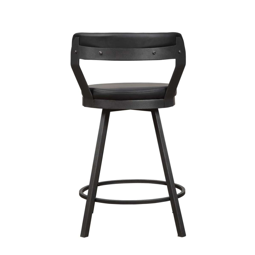 Leatherette Counter Height Chair With Metal Slanted Legs,Set Of 2,Dark Gray By Benzara | Counter Chairs |  Modishstore  - 4