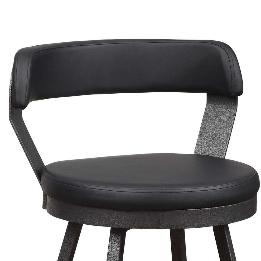 Leatherette Counter Height Chair With Metal Slanted Legs,Set Of 2,Dark Gray By Benzara | Counter Chairs |  Modishstore  - 3
