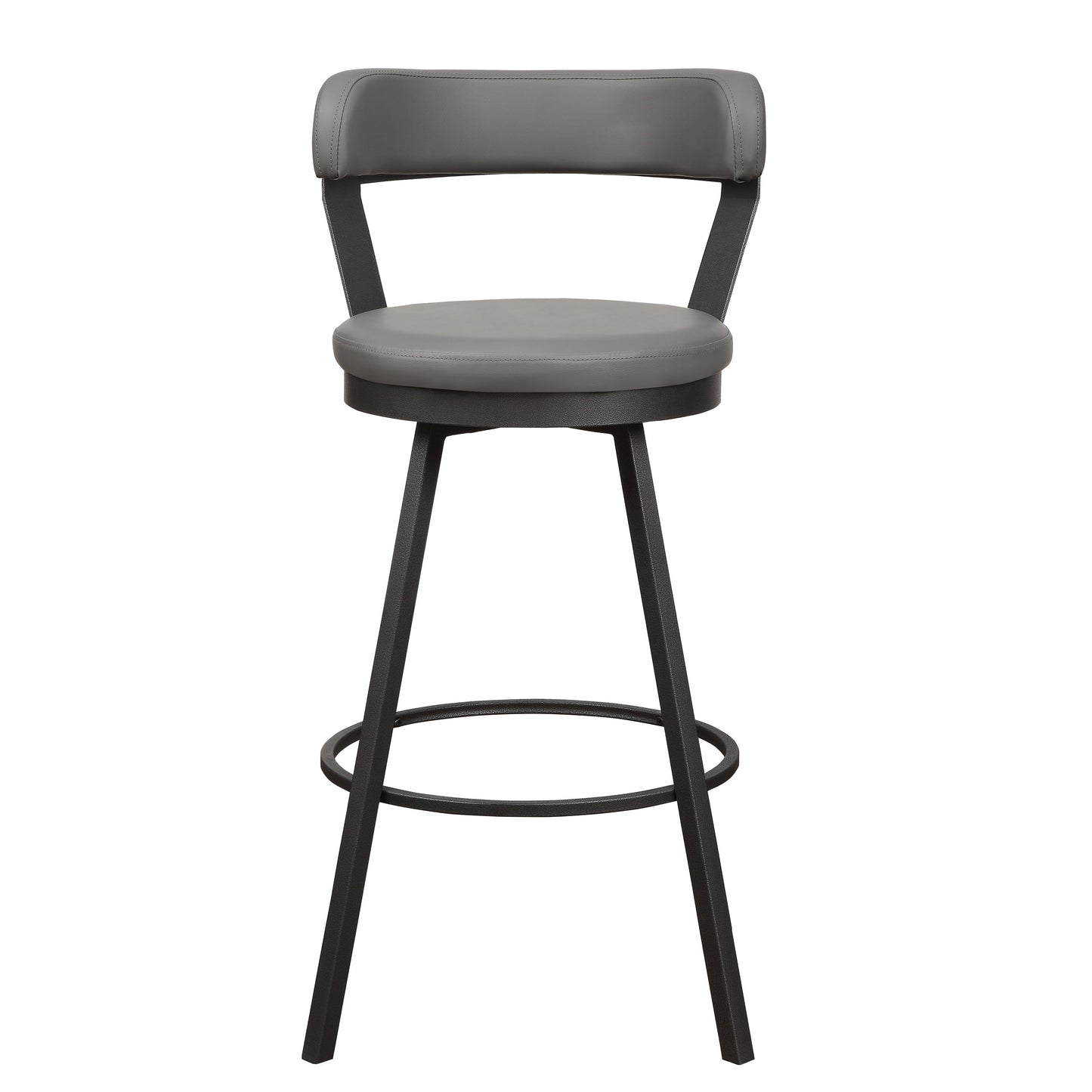 Leatherette Pub Chair With Curved Design Open Backrest, Set Of 2,Light Gray By Benzara | Accent Chairs | Modishstore