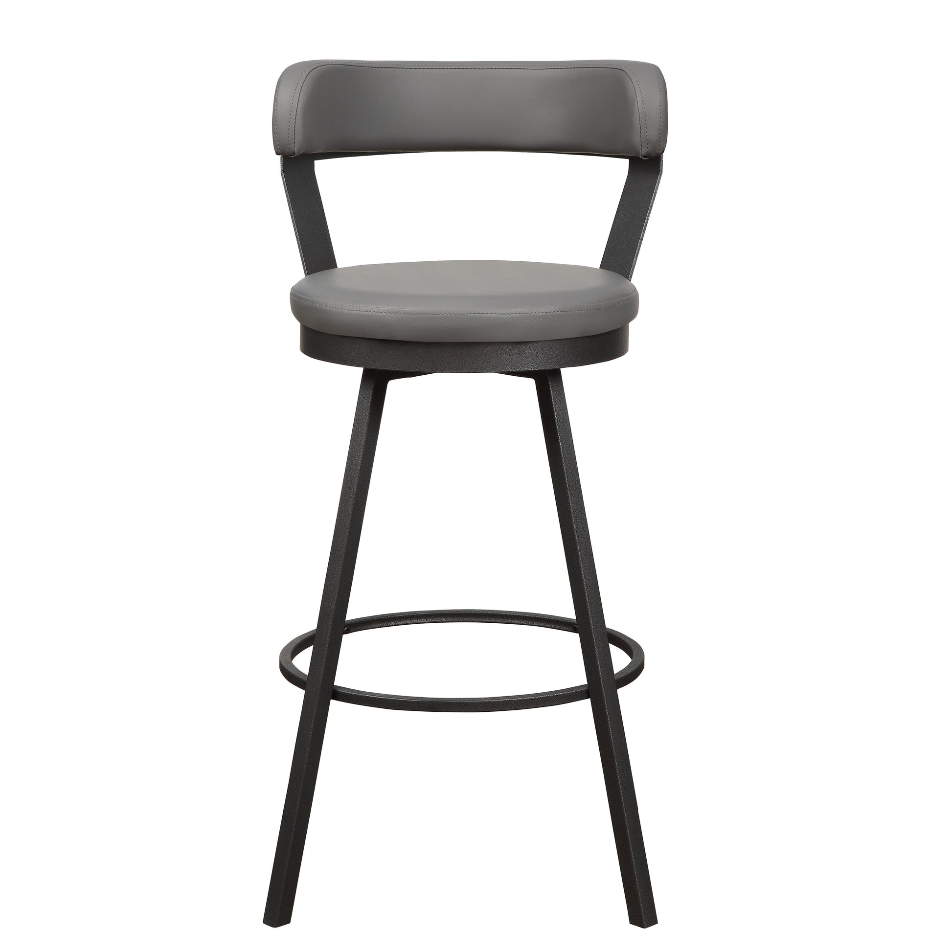 Leatherette Pub Chair With Curved Design Open Backrest, Set Of 2,Light Gray By Benzara | Accent Chairs | Modishstore