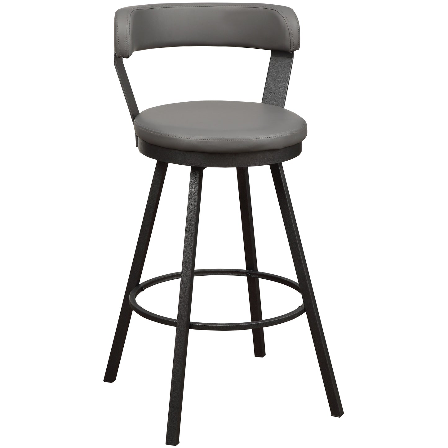 Leatherette Pub Chair With Curved Design Open Backrest, Set Of 2,Light Gray By Benzara | Accent Chairs | Modishstore - 2