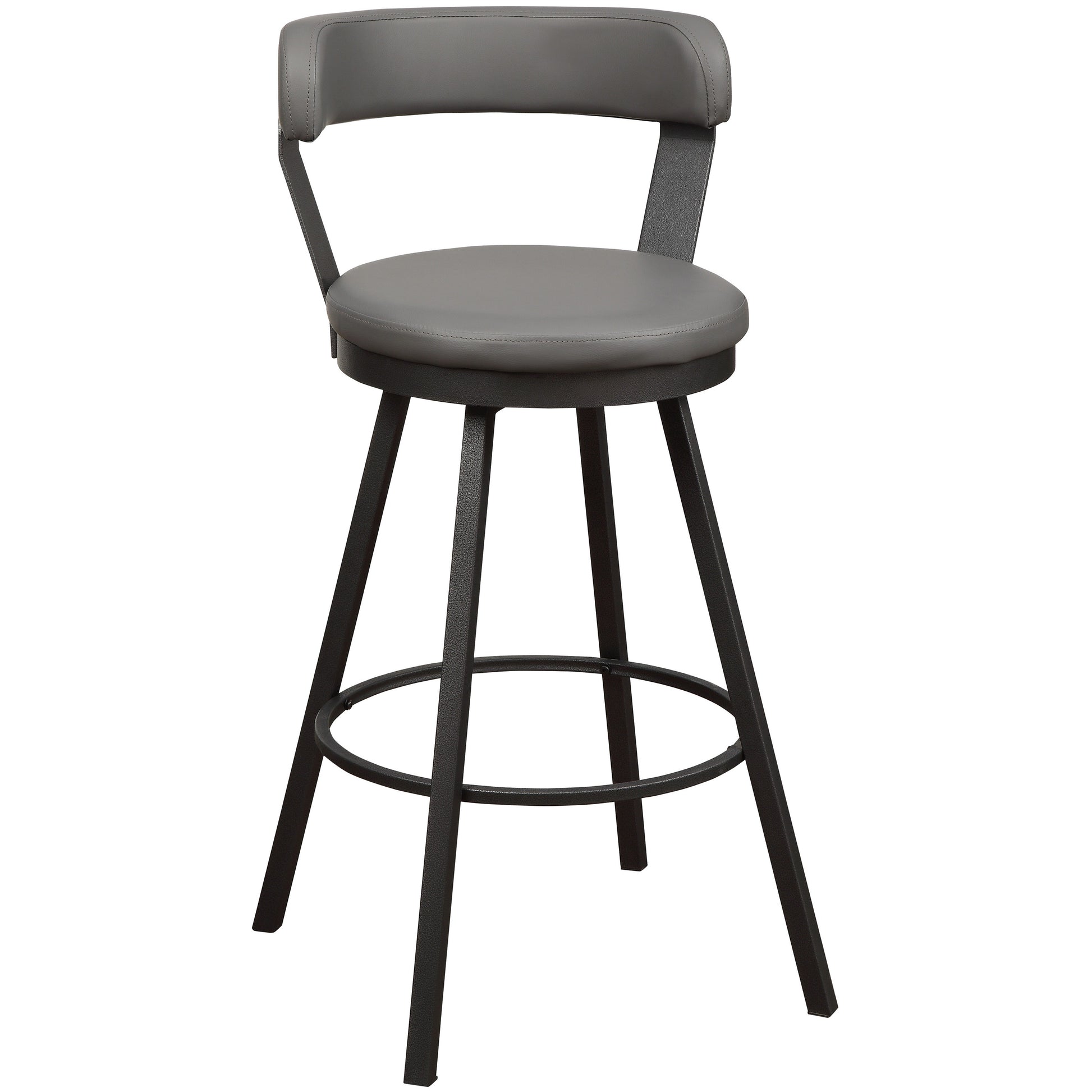 Leatherette Pub Chair With Curved Design Open Backrest, Set Of 2,Light Gray By Benzara | Accent Chairs | Modishstore - 2
