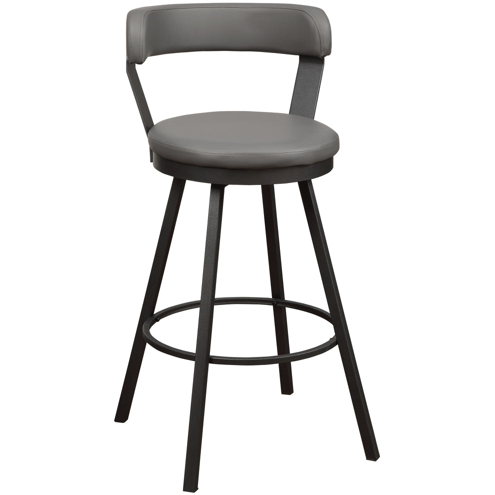 Leatherette Pub Chair With Curved Design Open Backrest, Set Of 2,Light Gray By Benzara | Accent Chairs | Modishstore - 2