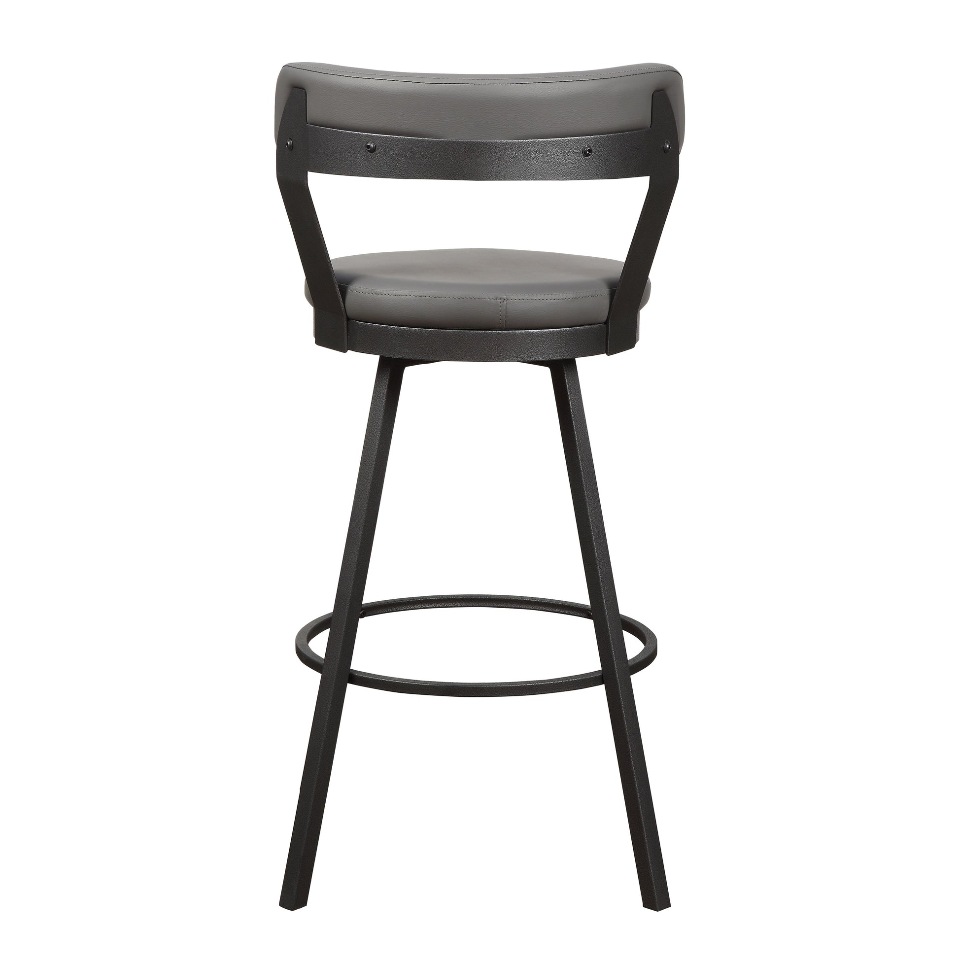 Leatherette Pub Chair With Curved Design Open Backrest, Set Of 2,Light Gray By Benzara | Accent Chairs | Modishstore - 3