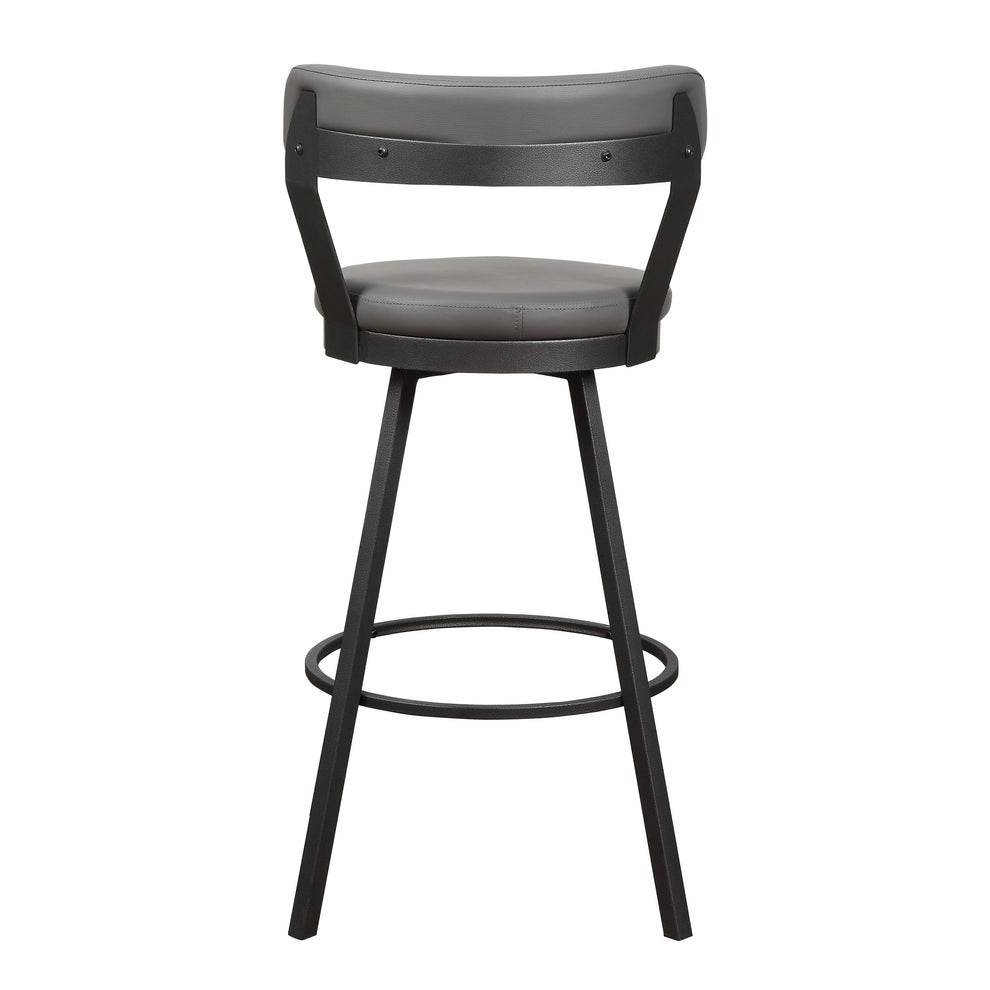 Leatherette Pub Chair With Curved Design Open Backrest, Set Of 2,Light Gray By Benzara | Accent Chairs | Modishstore - 3