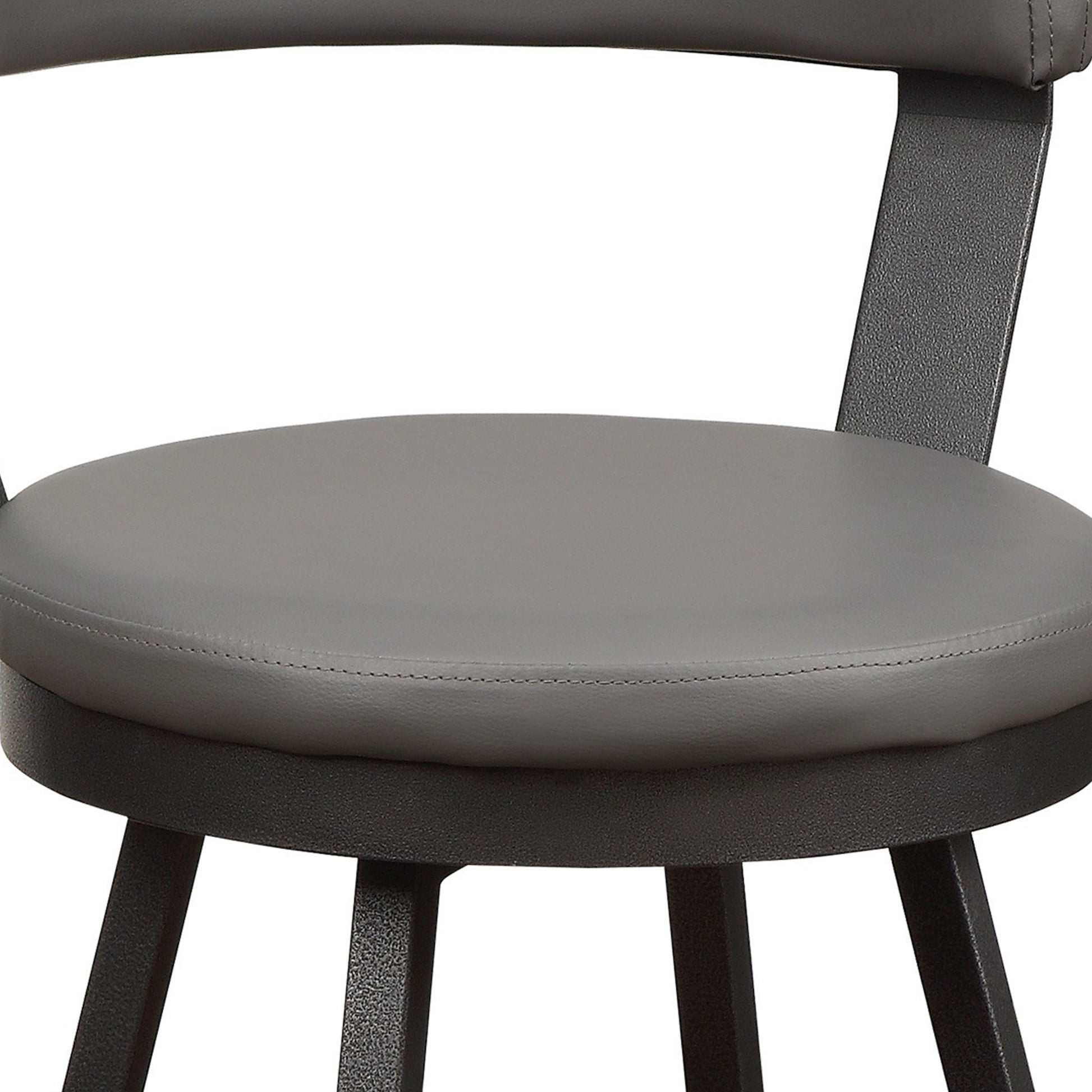 Leatherette Pub Chair With Curved Design Open Backrest, Set Of 2,Light Gray By Benzara | Accent Chairs | Modishstore - 4