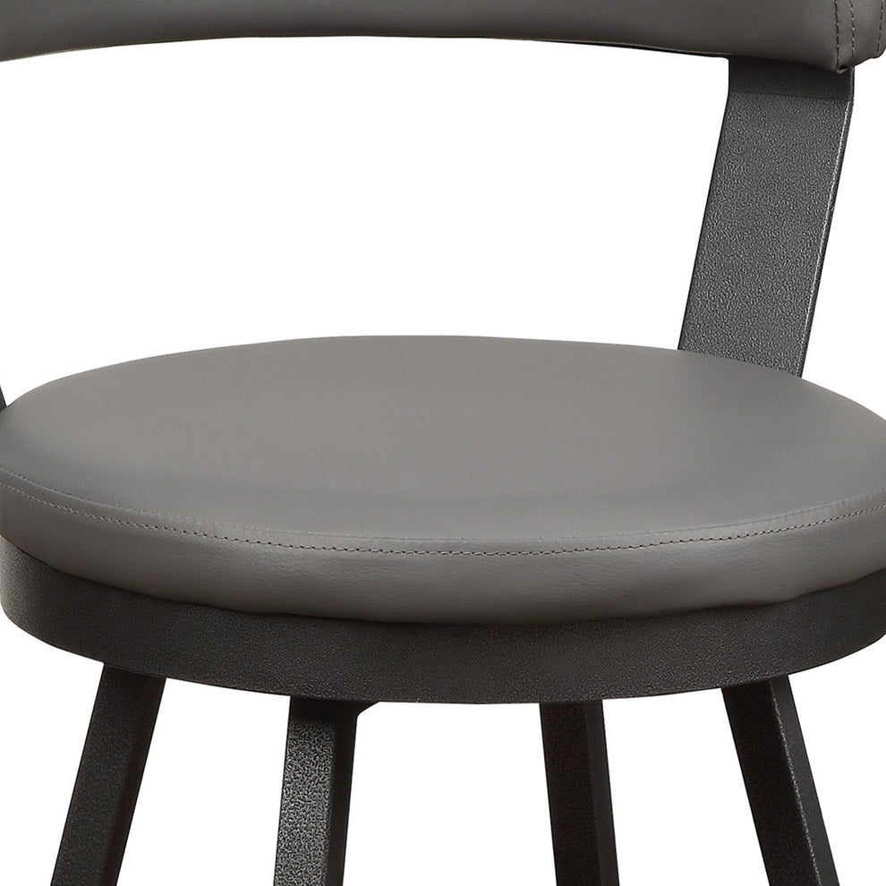 Leatherette Pub Chair With Curved Design Open Backrest, Set Of 2,Light Gray By Benzara | Accent Chairs | Modishstore - 4