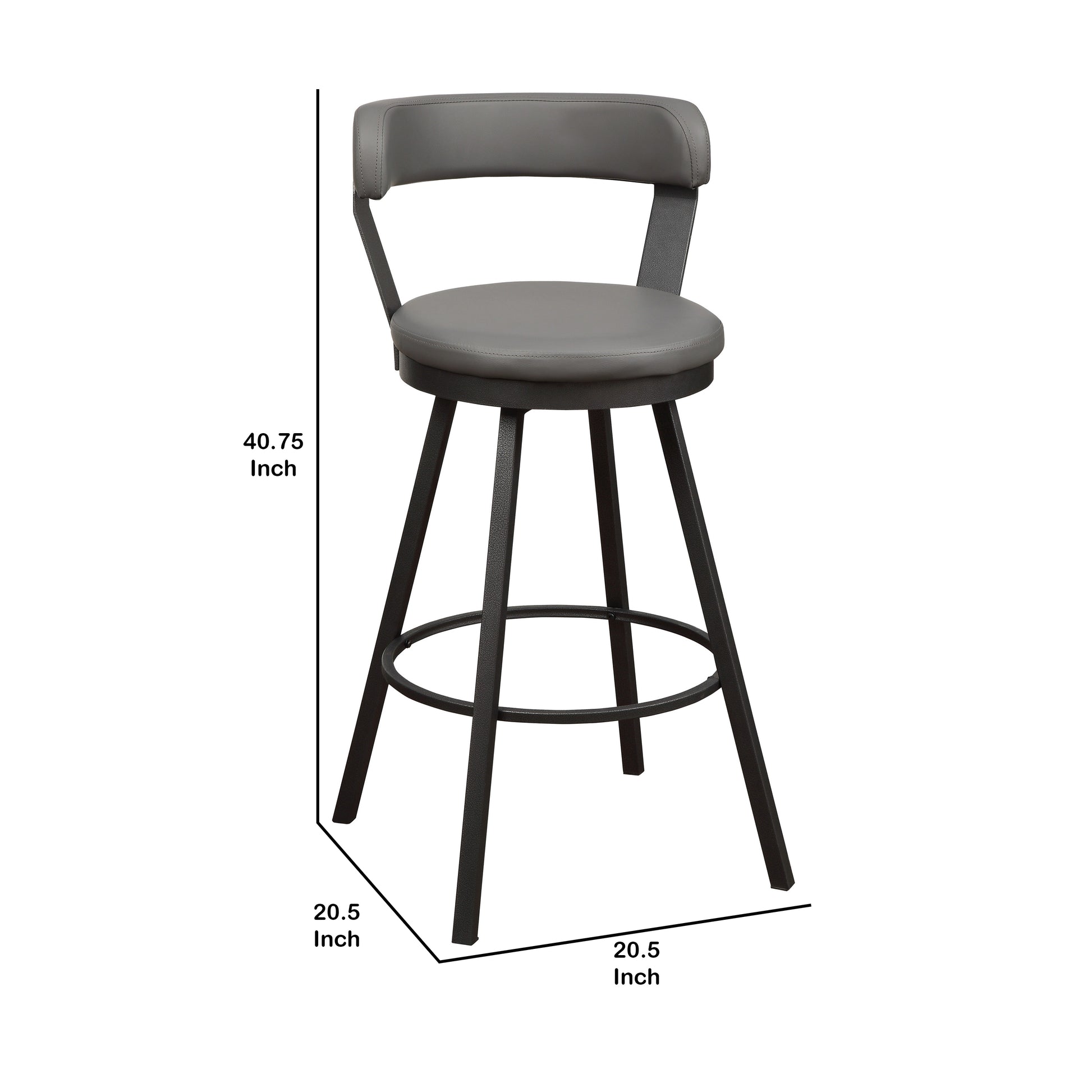 Leatherette Pub Chair With Curved Design Open Backrest, Set Of 2,Light Gray By Benzara | Accent Chairs | Modishstore - 5