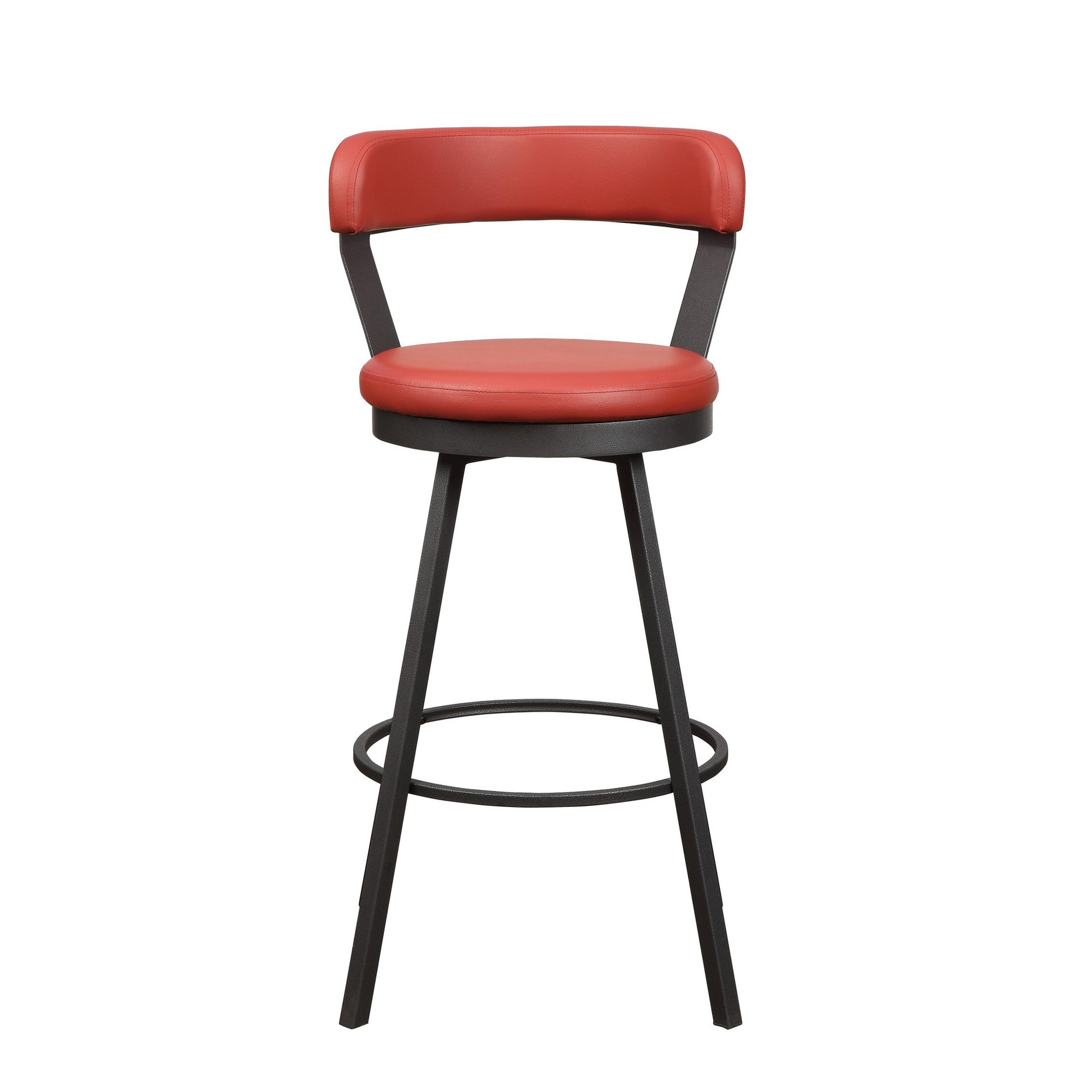 Leatherette Pub Chair With Curved Design Open Backrest, Set Of 2, Red By Benzara | Accent Chairs | Modishstore - 5