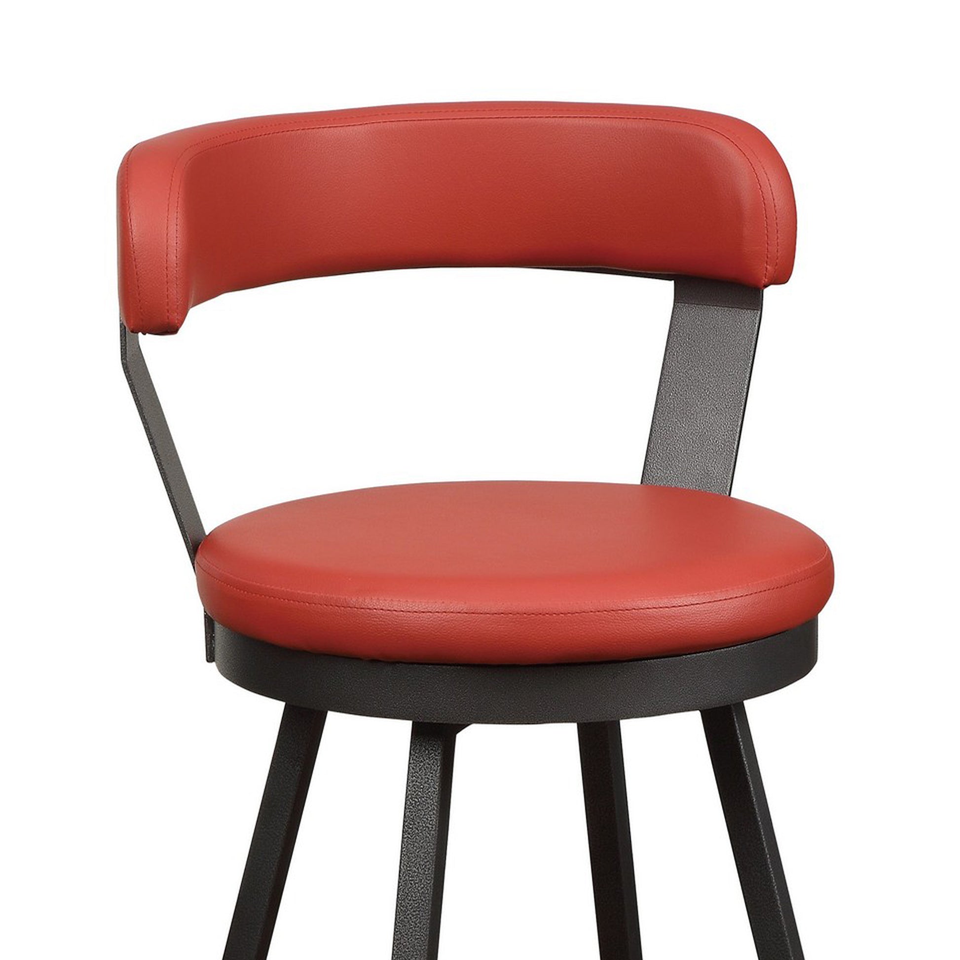 Leatherette Pub Chair With Curved Design Open Backrest, Set Of 2, Red By Benzara | Accent Chairs | Modishstore - 3