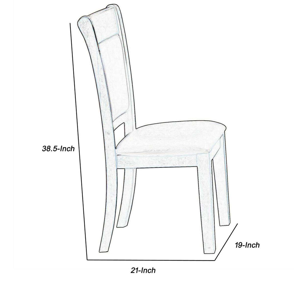 Fabric Side Chair With Flared Backrest And Padded Seat, Set Of 2, Brown By Benzara | Side Chairs |  Modishstore  - 2