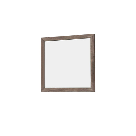Transitional Square Shape Wooden Frame Mirror With Textured Details, Brown By Benzara | Mirrors |  Modishstore 