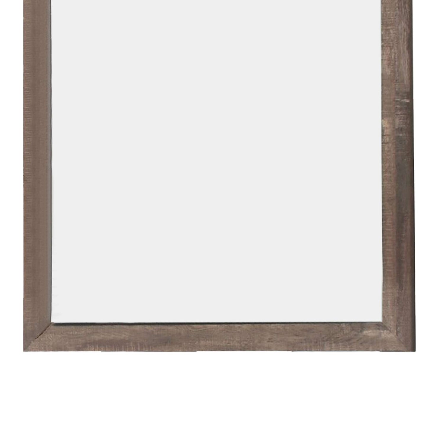 Transitional Square Shape Wooden Frame Mirror With Textured Details, Brown By Benzara | Mirrors |  Modishstore  - 3