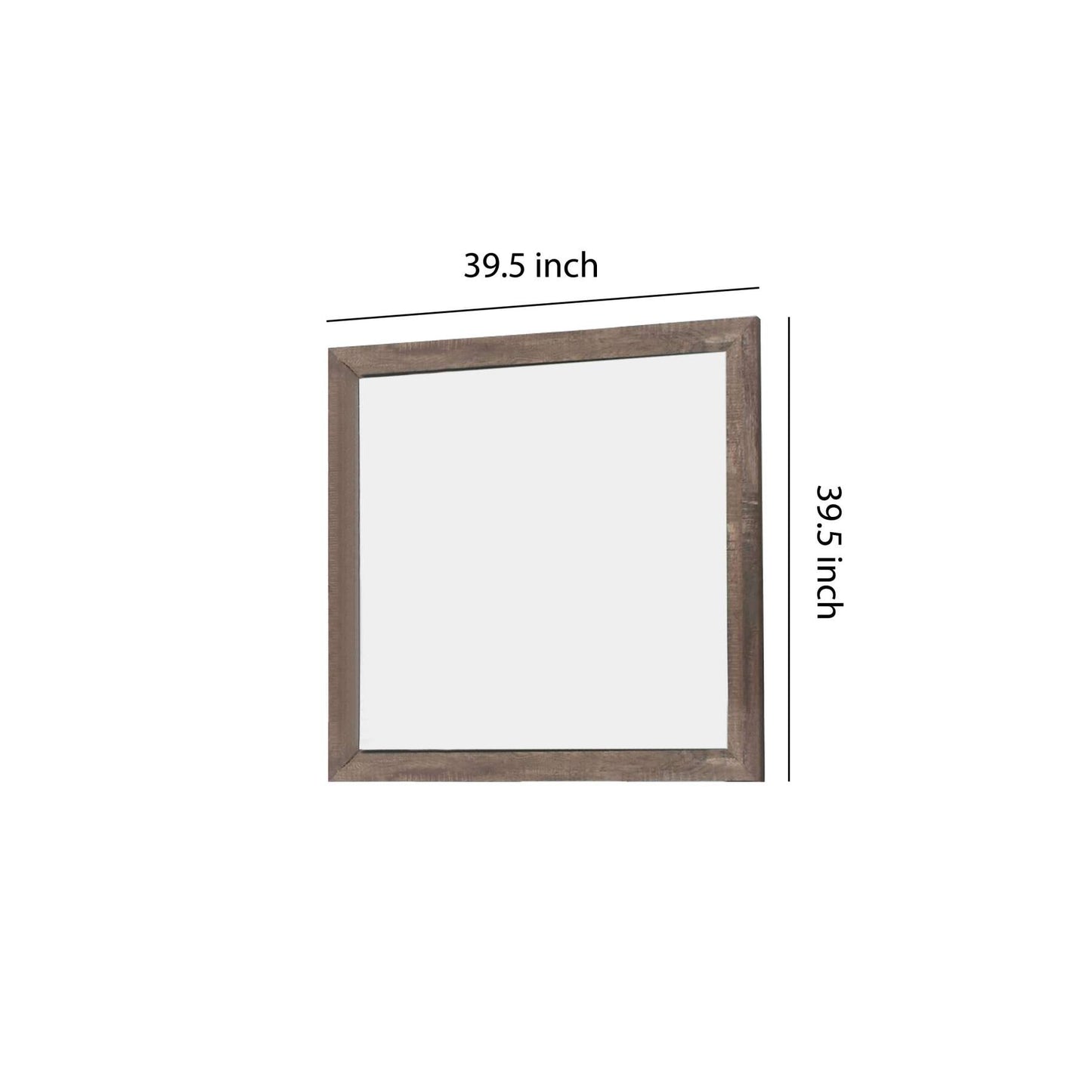 Transitional Square Shape Wooden Frame Mirror With Textured Details, Brown By Benzara | Mirrors |  Modishstore  - 2