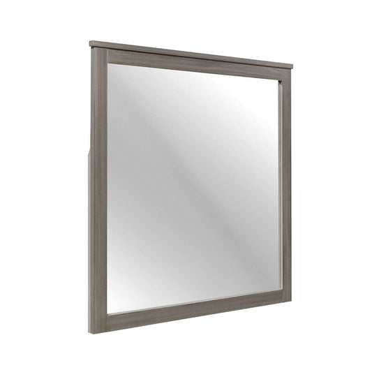 Square Wooden Frame Mirror With Grain Details, Dark Gray And Silver By Benzara | Mirrors |  Modishstore 