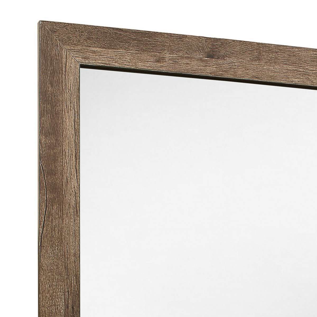 Square Wooden Frame Mirror With Rough Hewn Saw Texture, Brown And Silver By Benzara | Mirrors |  Modishstore  - 4