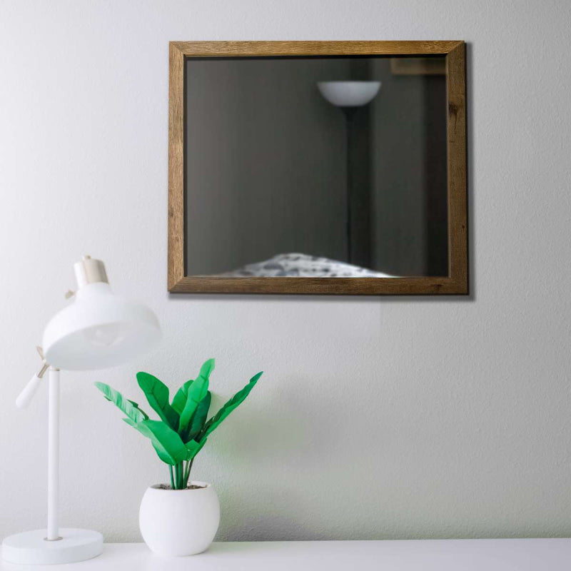 Square Wooden Frame Mirror With Rough Hewn Saw Texture, Brown And Silver By Benzara | Mirrors |  Modishstore 