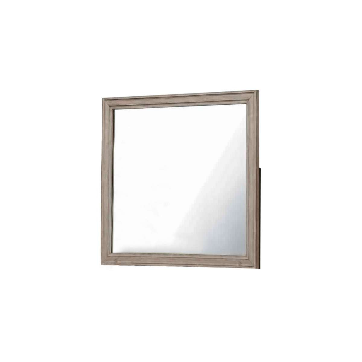 Molded Design Wooden Frame Wall Mounted Mirror, Light Oak Brown By Benzara | Mirrors |  Modishstore  - 6