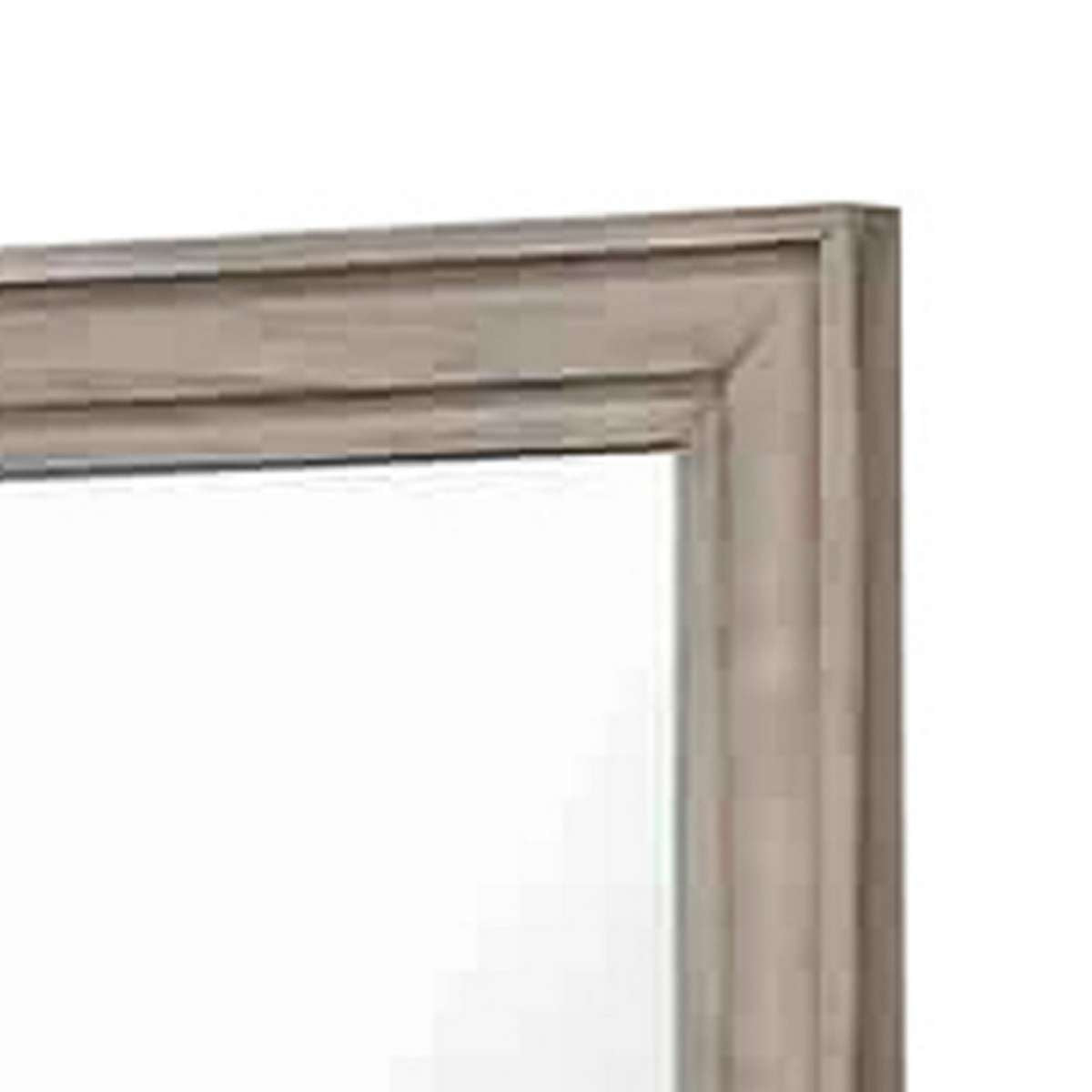 Molded Design Wooden Frame Wall Mounted Mirror, Light Oak Brown By Benzara | Mirrors |  Modishstore  - 4