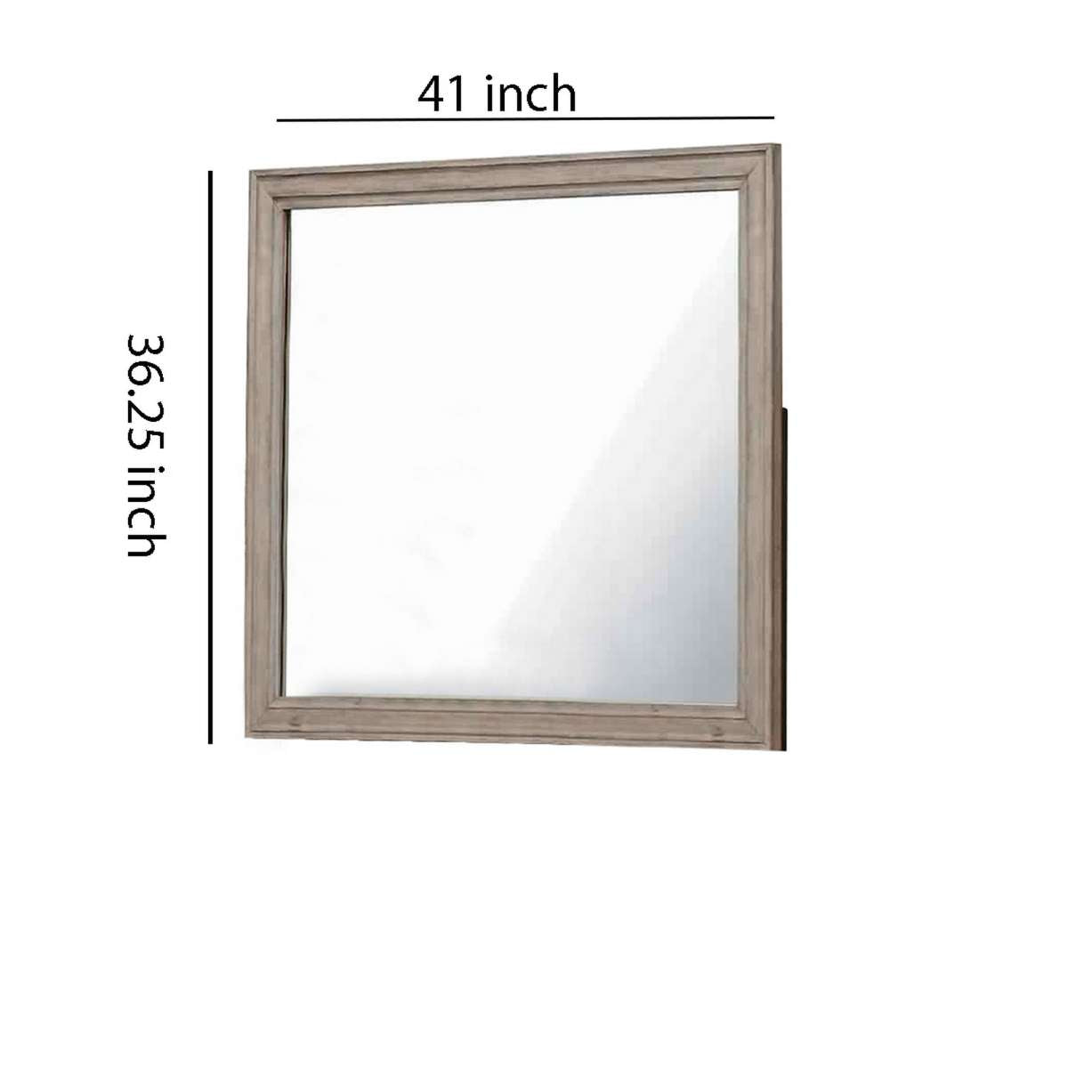 Molded Design Wooden Frame Wall Mounted Mirror, Light Oak Brown By Benzara | Mirrors |  Modishstore  - 2