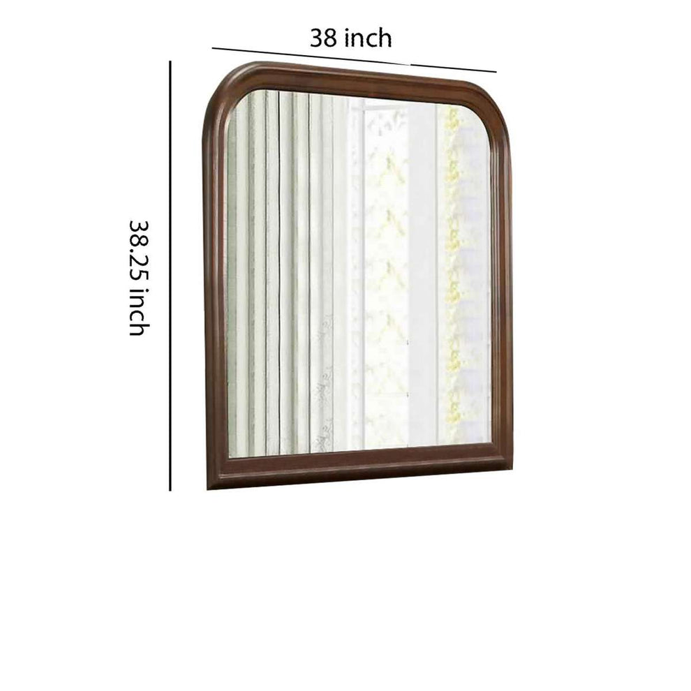 Arched Molded Design Wooden Frame Mirror, Cherry Brown And Silver By Benzara | Mirrors |  Modishstore  - 2
