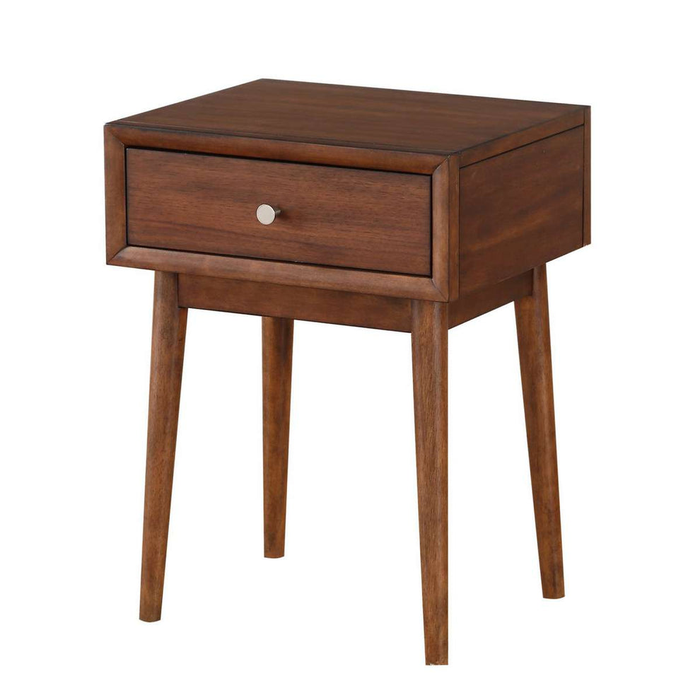 1 Drawer Wooden End Table With Splayed Legs, Walnut Brown By Benzara | End Tables |  Modishstore  - 2