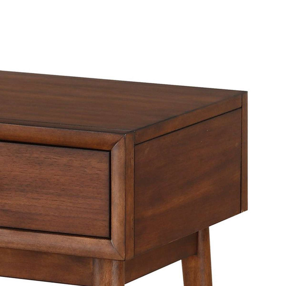 1 Drawer Wooden End Table With Splayed Legs, Walnut Brown By Benzara | End Tables |  Modishstore  - 4