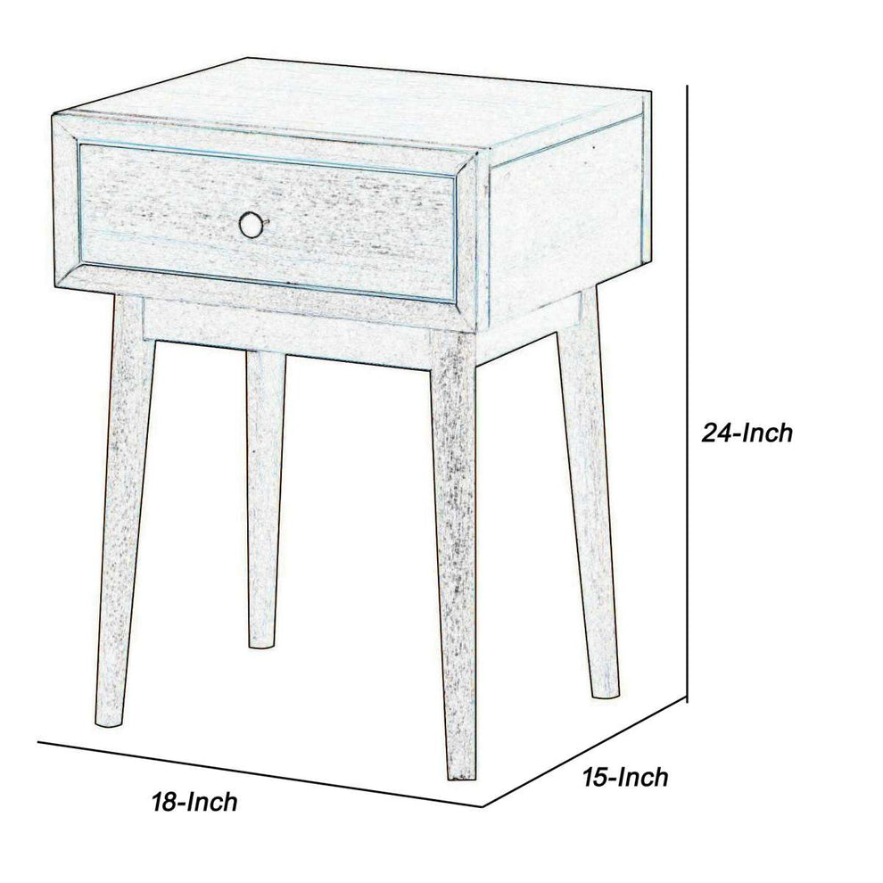 1 Drawer Wooden End Table With Splayed Legs, Walnut Brown By Benzara | End Tables |  Modishstore  - 3