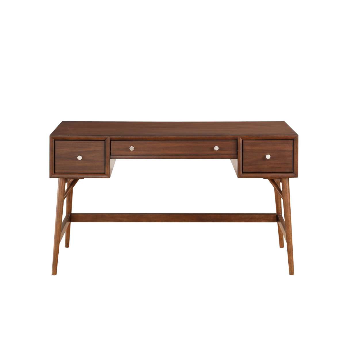 3 Drawer Wooden Writing Desk With Splayed Legs, Walnut Brown By Benzara | Desks |  Modishstore  - 4