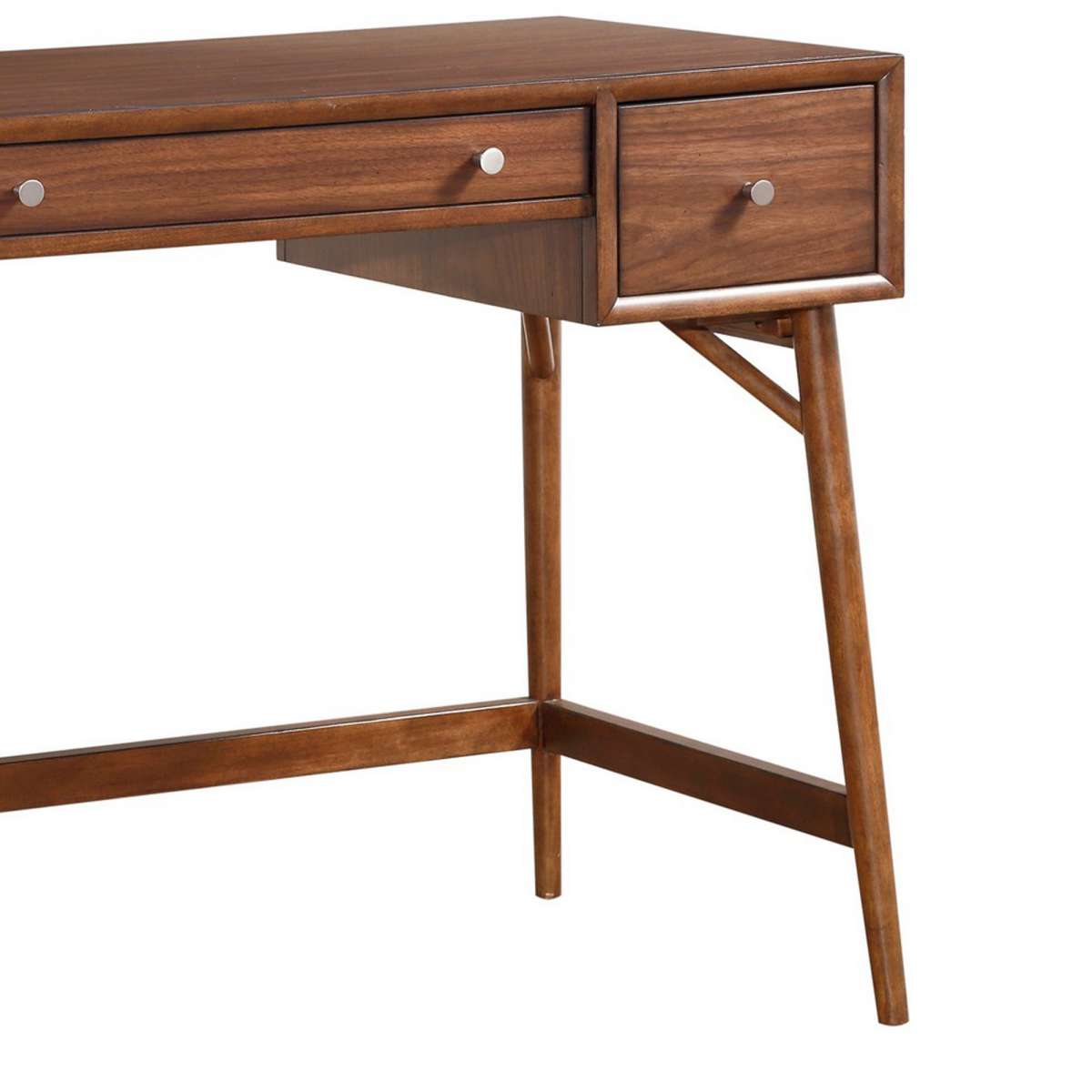 3 Drawer Wooden Counter Height Writing Desk With Splayed Legs, Walnut Brown By Benzara | Desks |  Modishstore  - 3