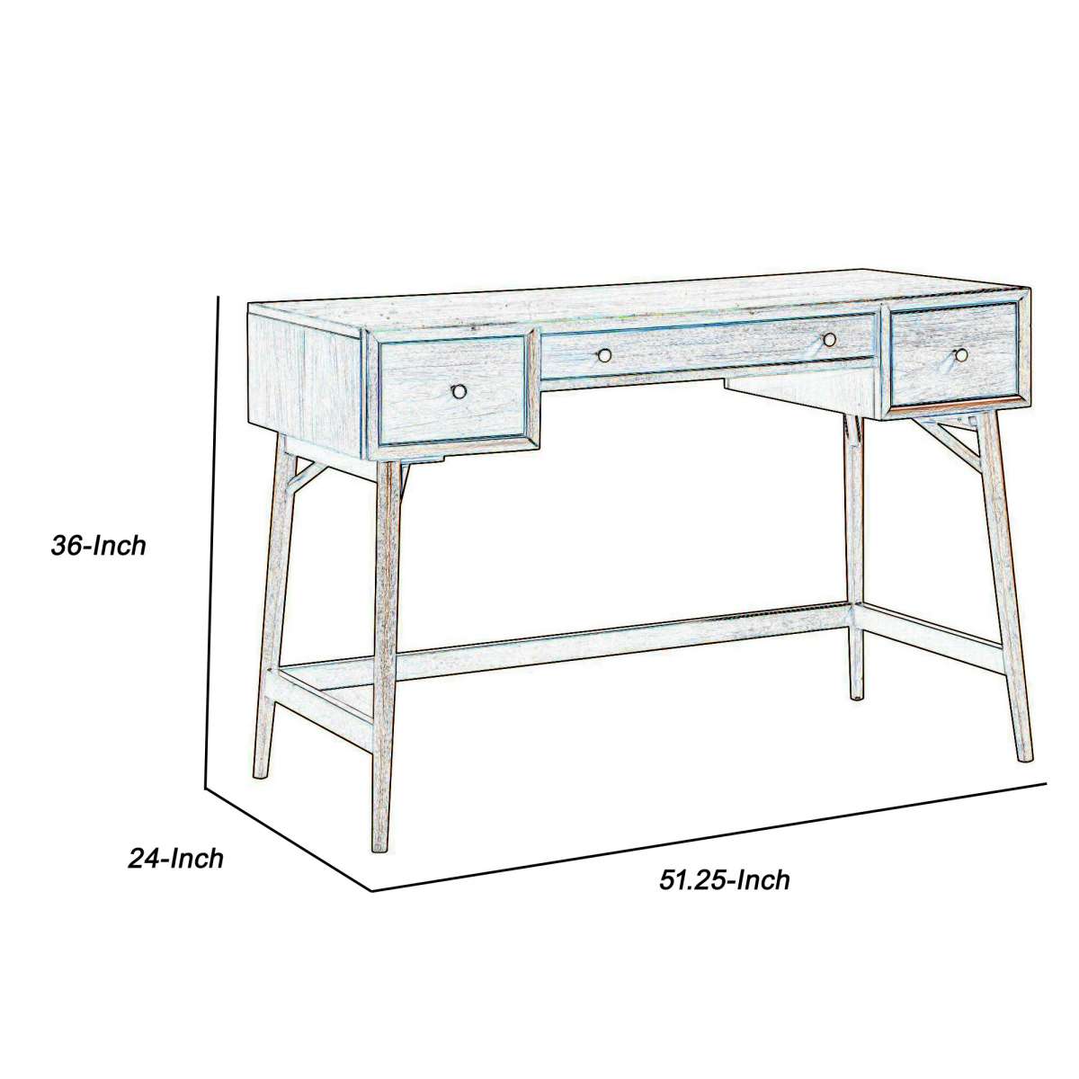 3 Drawer Wooden Counter Height Writing Desk With Splayed Legs, Walnut Brown By Benzara | Desks |  Modishstore  - 5